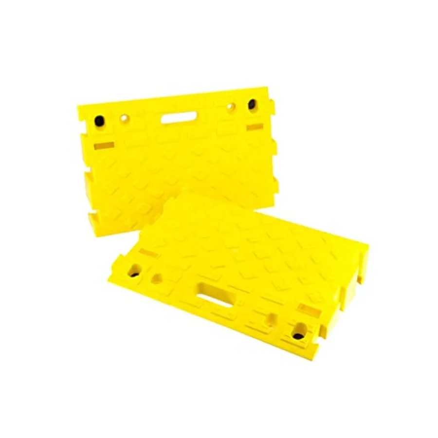 

50707 Portable Interlocking Plastic Curb Threshold Ramp Set Yellow,21.5 x 13.5 x 4 in, 2, 000 lb Capacity per Ramp, for Drivewa