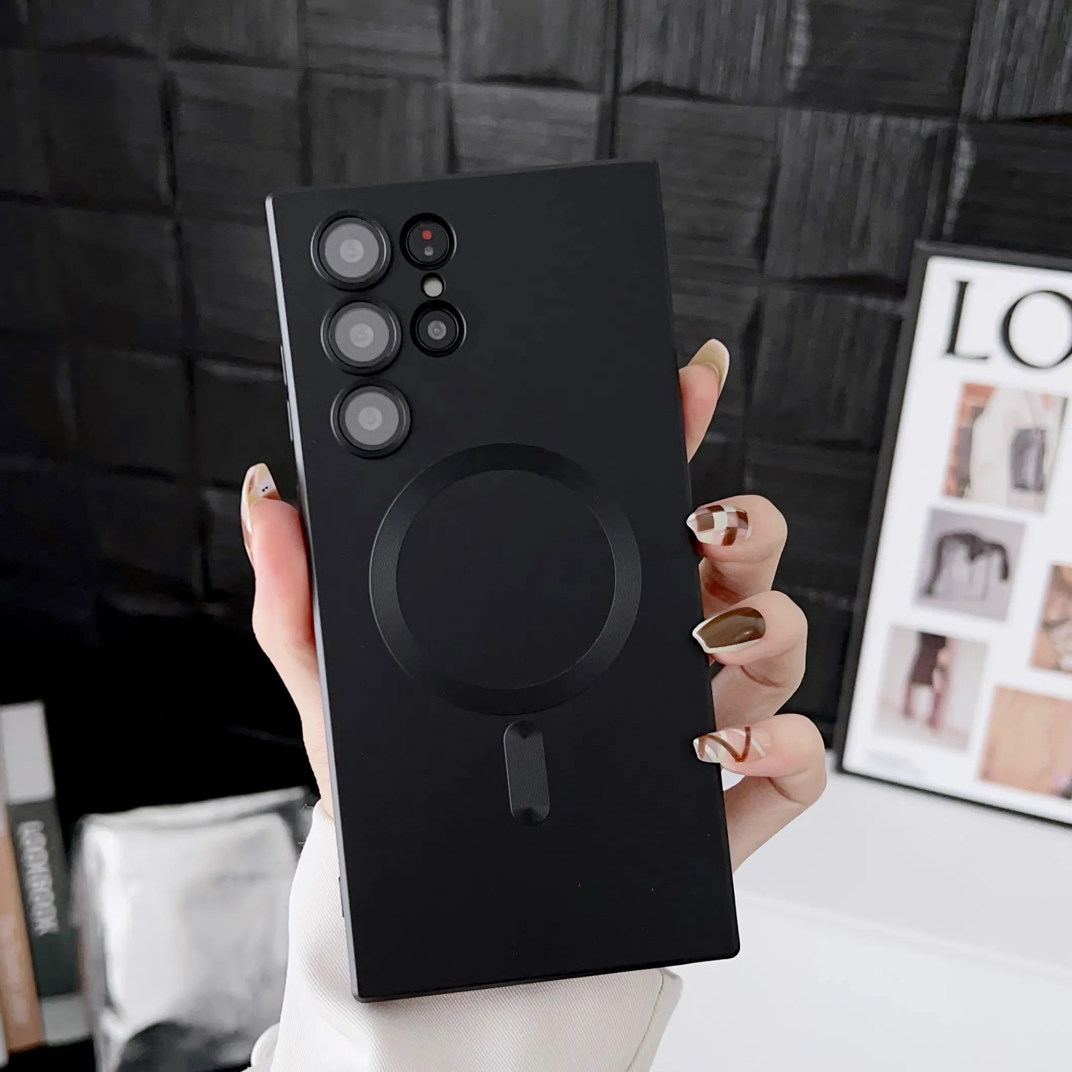 Magnetic Luxury Metallic Paint Case with  Full Camera Lens Protector Phone Case For For Samsung  Galaxy S26Ultra / S26+/ S26