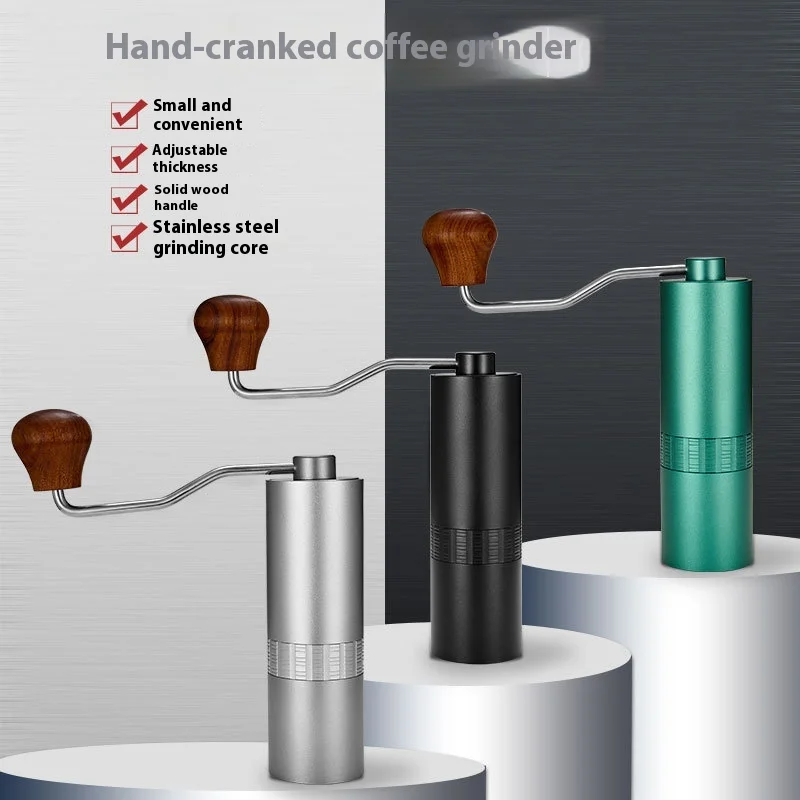 micro-pressuring 3-blades hand coffee bean manual grinder crusher set CNC 420 stainless steel coil camping portable gift package