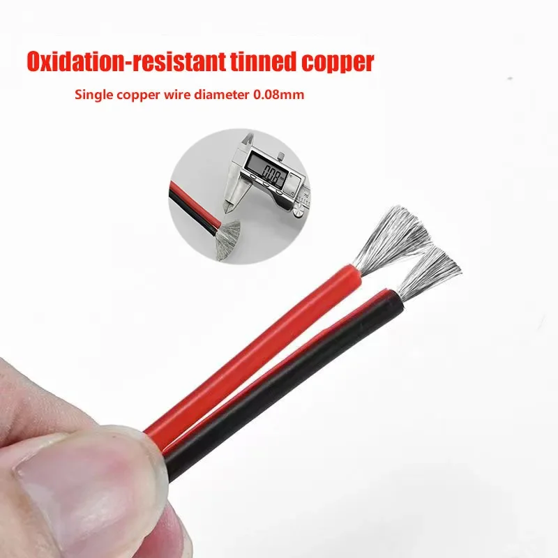 Super Soft 2Pin Black Red Silicone Cable 8AWG 10AWG 12AWG 14 16 18 20 22 24 26awg 28awg High Temperature Resistant Copper Wire