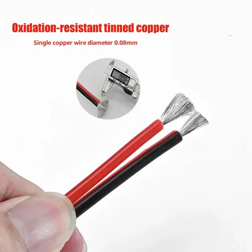 Imagen 2 del producto Cable de Silicona Súper Suave de 2 Pines, Negro y Rojo, 8AWG 10AWG 12AWG 14 16 18 20 22 24 26awg 28awg, Cable de Cobre Resistente a Altas Temperaturas