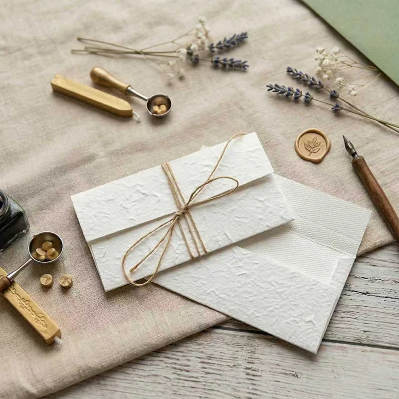 30pcs 100x200mm Textured Envelopes for Wedding 350g Paper Invitation Thickened Small Business Stationery Supplies Storage Bag