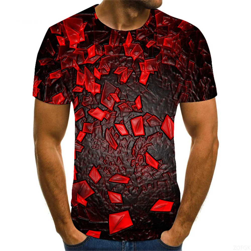 Men's T-shirt Round Neck 3D Printed Plus Size Casual Short Sleeved Clothing Retro Streetwear