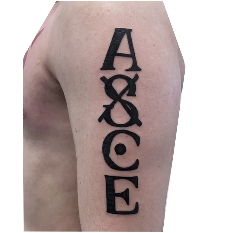 Anime Tattoo ACE Black Letter Temporary Tattoos Cartoon Waterproof Fake Tattoo Sticker for Women Man Body Art Arm Hand Tatoo