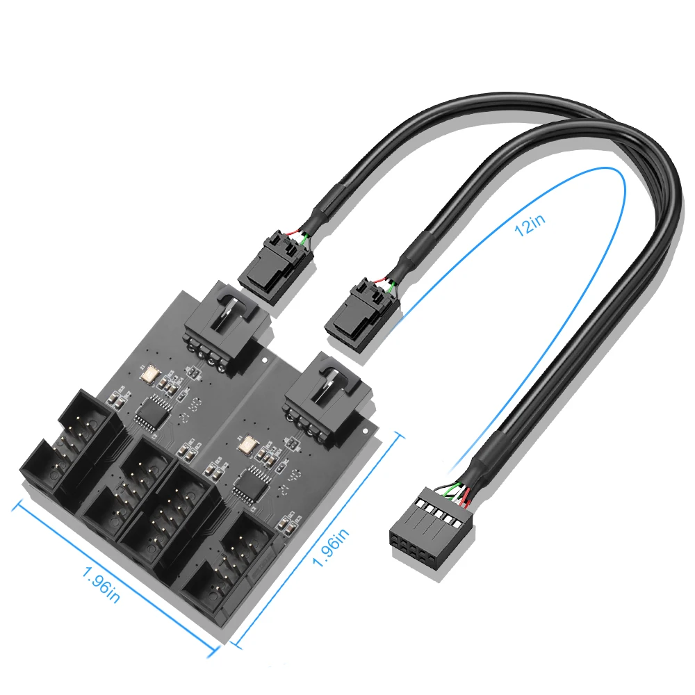 KARTOMAN-Adaptateur de câble d'extension USB 9 broches 6 000 carte mâle 1 à 2 / 4 femelle, carte de circuit imprimé 2.0 HUB pour carte mère de bureau