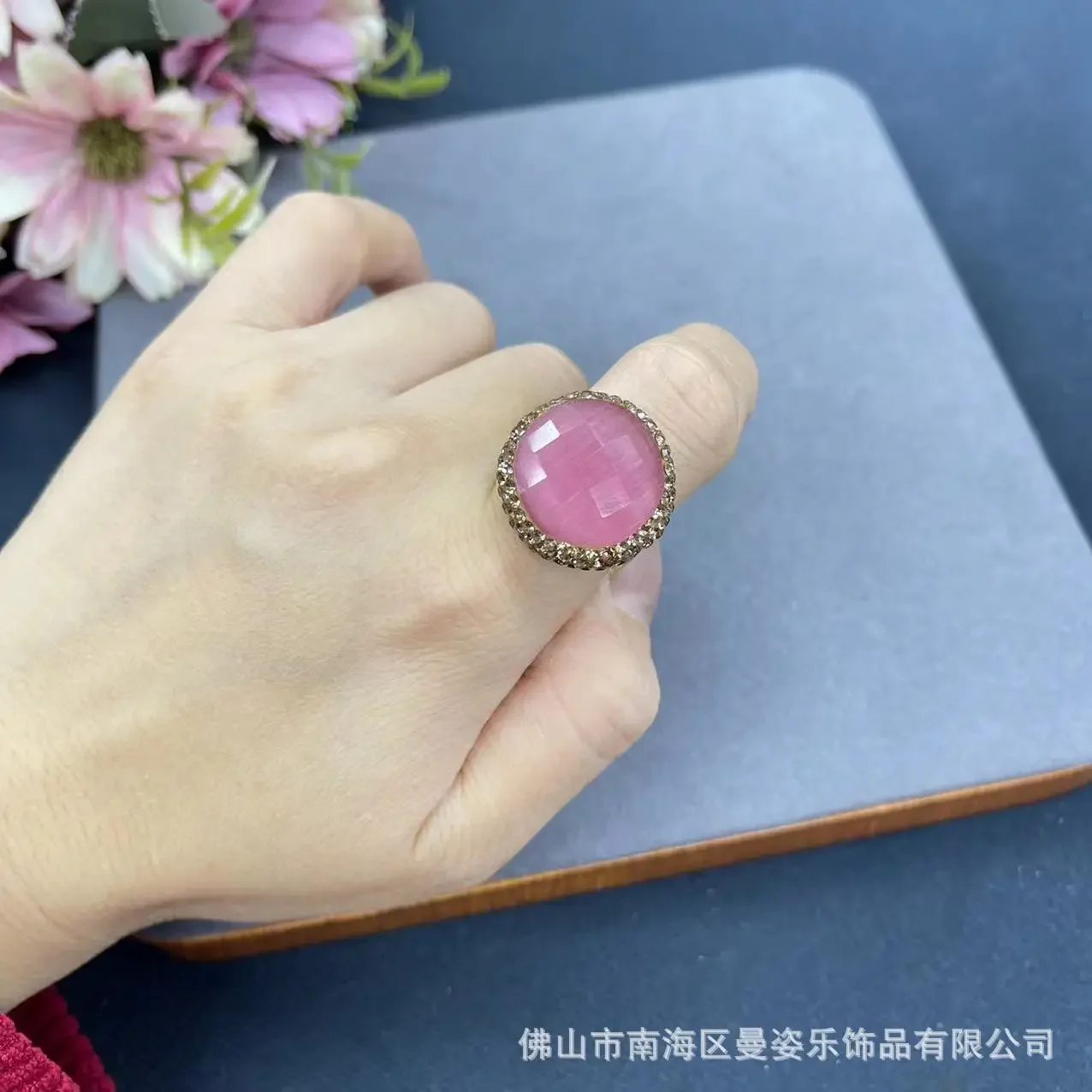 New opal jewelry section flash ring pink control jewelry vintage natural stone niche wholesale