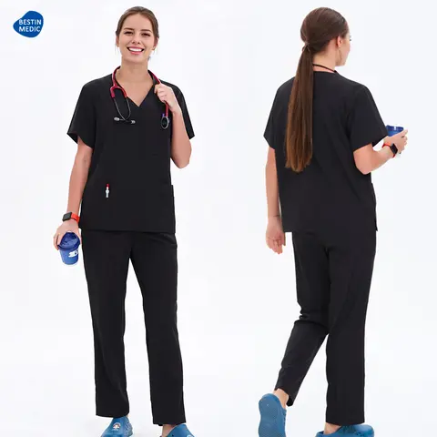 Dottore Infermiera Scrub Set Uniformi ospedaliere Clinica Chirurgo medico Abbigliamento infermieristico Dentale Pediatrico Salone di bellezza Tuta da lavoro S23