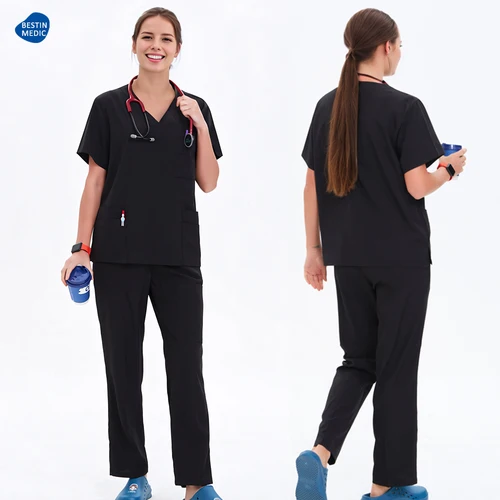 Imagen 2 del producto Conjunto de médico y enfermera, uniformes hospitalarios, clínica, cirujano médico, ropa de enfermería, traje de trabajo de salón de belleza pediátrico Dental S23