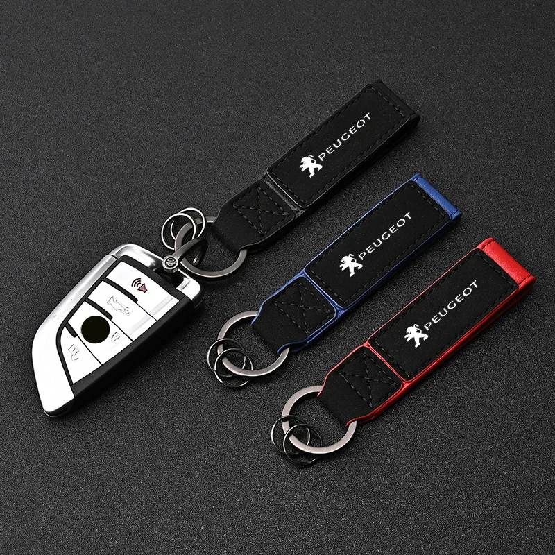 Suede Car Keychain Key Ring Pendant Buckle Gifts For Peugeot 408 4008 308 3008 Rifter 5008 508 2008 208 RCZ 407 108 Accessories