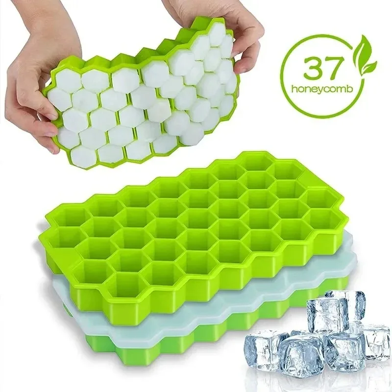 

1pcs Honeycomb 37 Lattice Cube Tray Maker with a lid DIY Ice Mold
