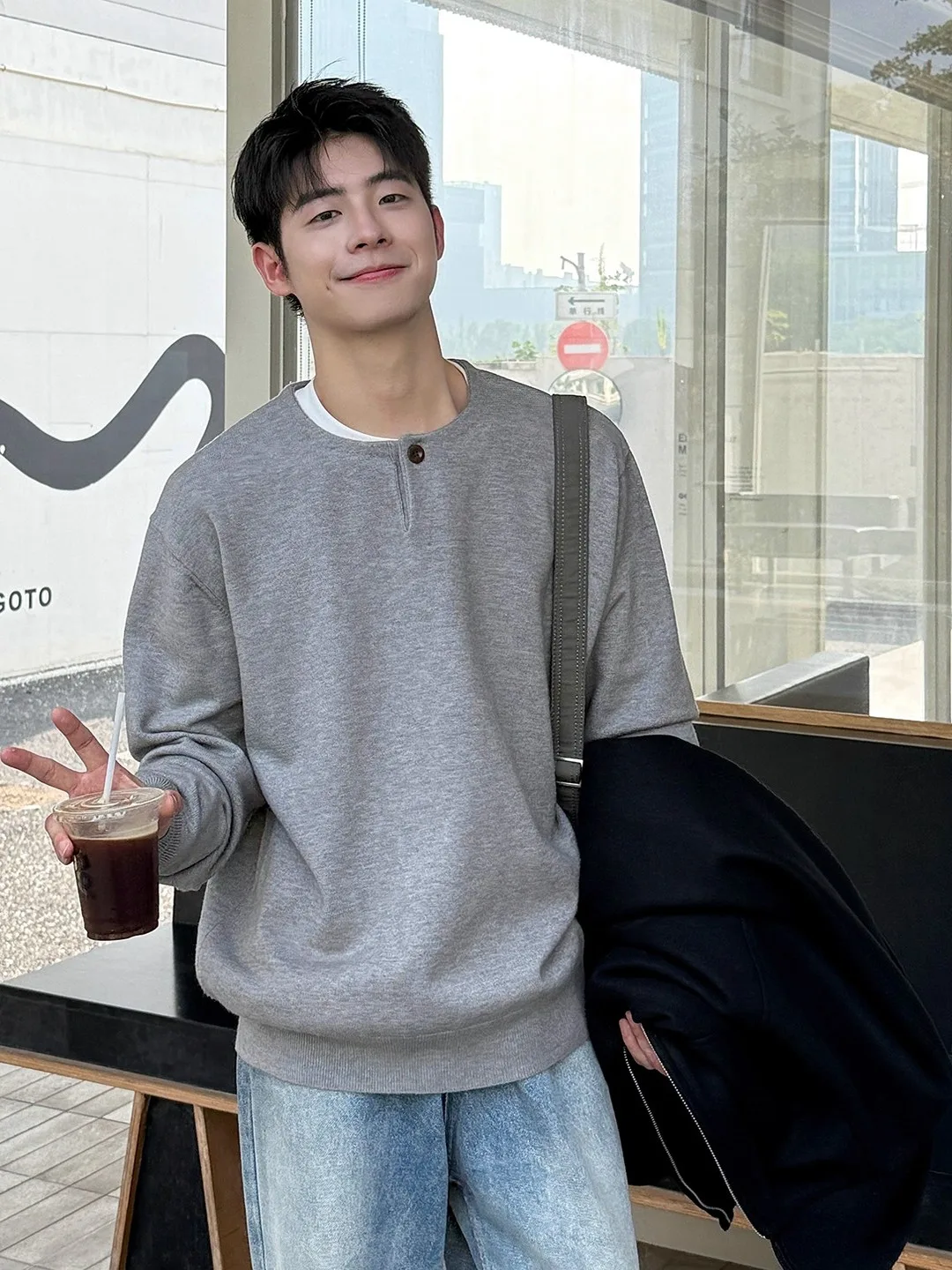 

Мужской повседневный свободный длинный вязаный свитер с воротником-стойкой, удобный, универсальный, для повседневной носки и поездок на работу