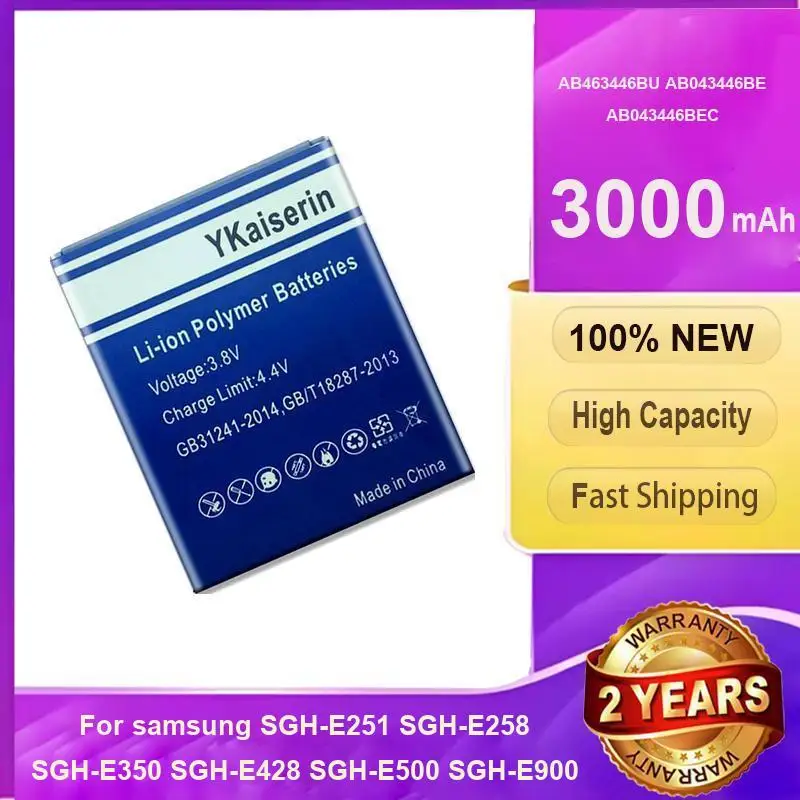 

Battery AB463446BU AB043446BE AB043446BEC For Samsung Sgh-E251 Sgh-E258 Sgh-E350 Sgh-E428 Sgh-E500 Sgh-E900 Sgh-E908 Sgh-M620