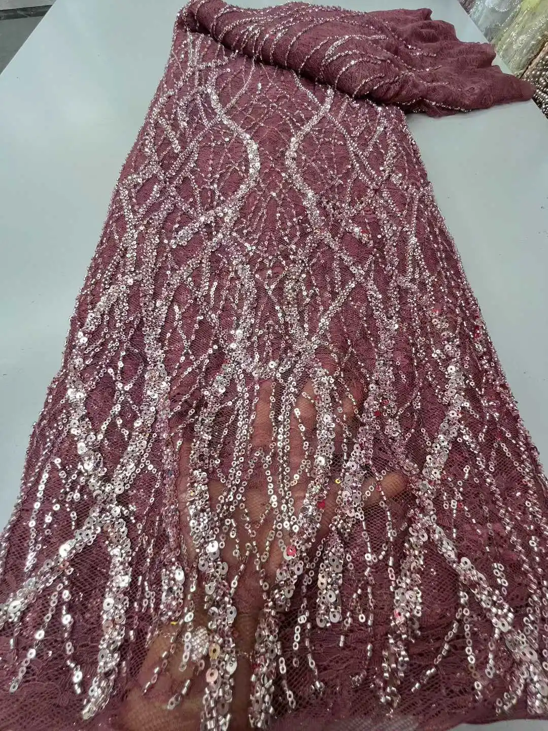 Afrikaanse kantstof 2025, kralenkantstof met pailletten, Nigeriaanse bruids, hoge kwaliteit borduurwerk, tule kantstof voor bruiloft