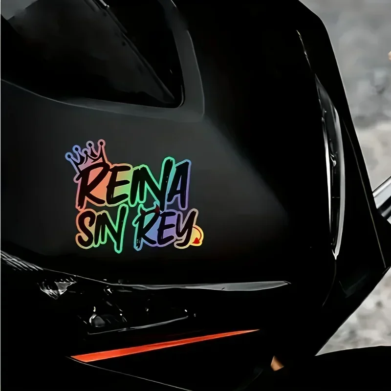 1 pegatina holográfica "Rena Sin Rey" para decoración de estilo de motocicleta de coche estilo español-accesorio de calcomanía temática