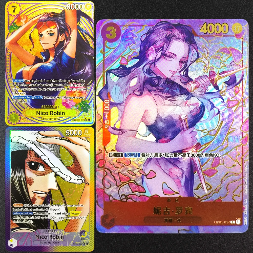 

Self Made Proxy OPCG One Piece English Nico Robin EB03-055 OP09-062 Chinese OP01-017 Game Collection Card Toy