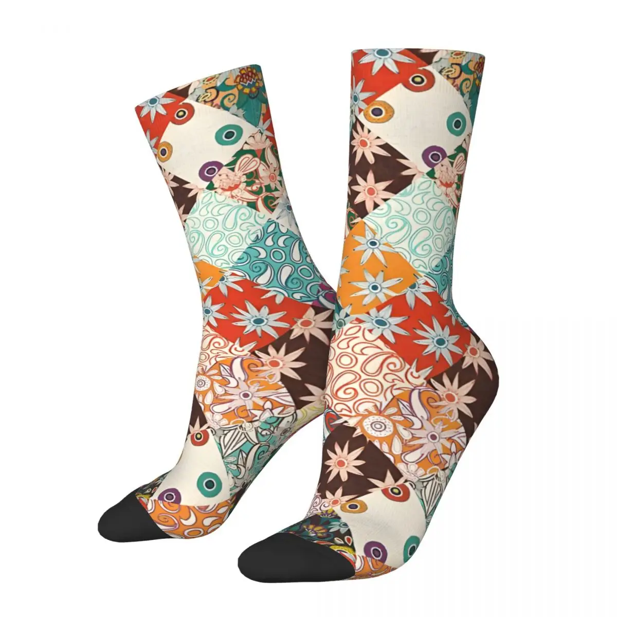 

Crazy compression Sarilmak Patchwork Sock for Men Vintage Seamless Pattern Crew Sock Casual