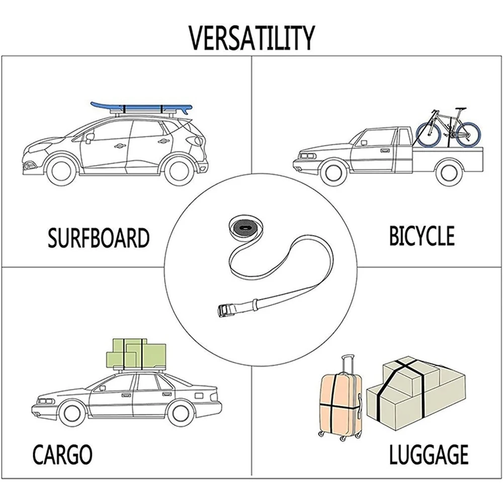 Correias de amarração com fivela de metal, cinto de amarração, carro, rv, motocicleta, bicicleta, corda de reboque, catraca forte para bagagem de carga