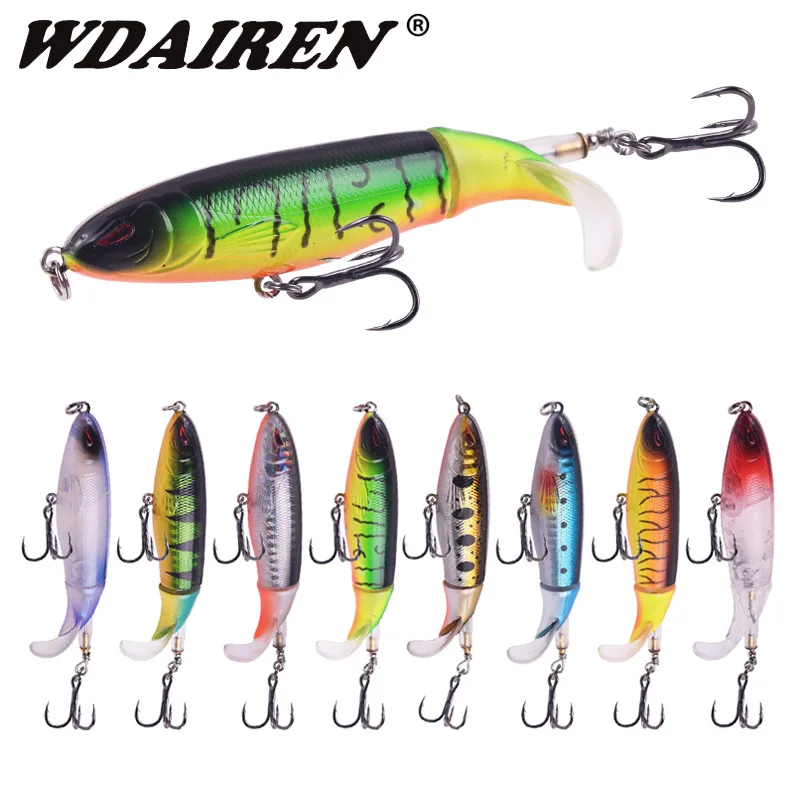 1 Pcs Fishing Lure 10cm 13.5g Topwater Pencil Wobblers Spinner Soft Tail Artificial Hard Bait for Bass Catfish