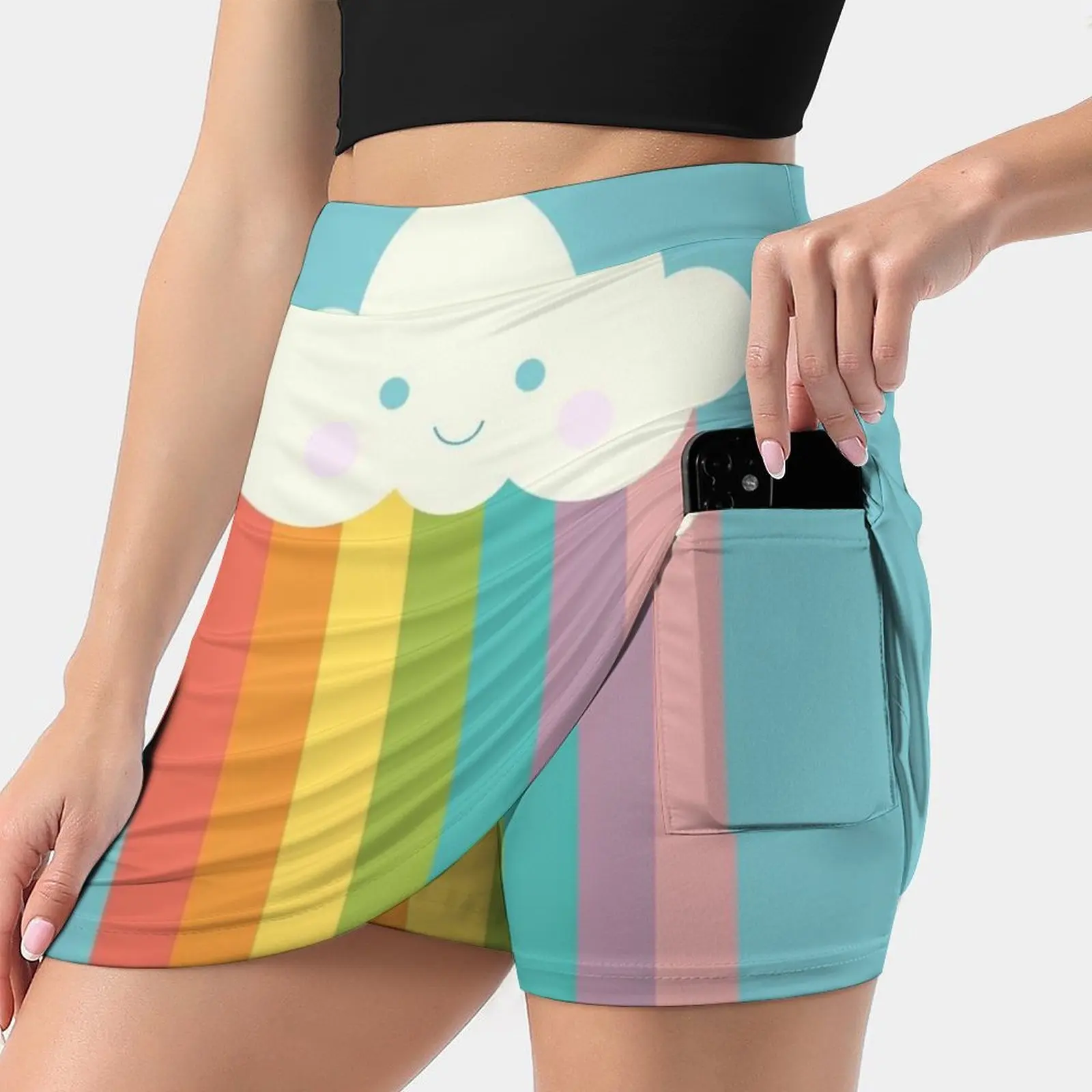 Proud Rainbow Cloud Women's skirt Y2K Summer Clothes 2022 Kpop Style Trouser Skirt With Pocket Rainbow Pride Proud Minimalism