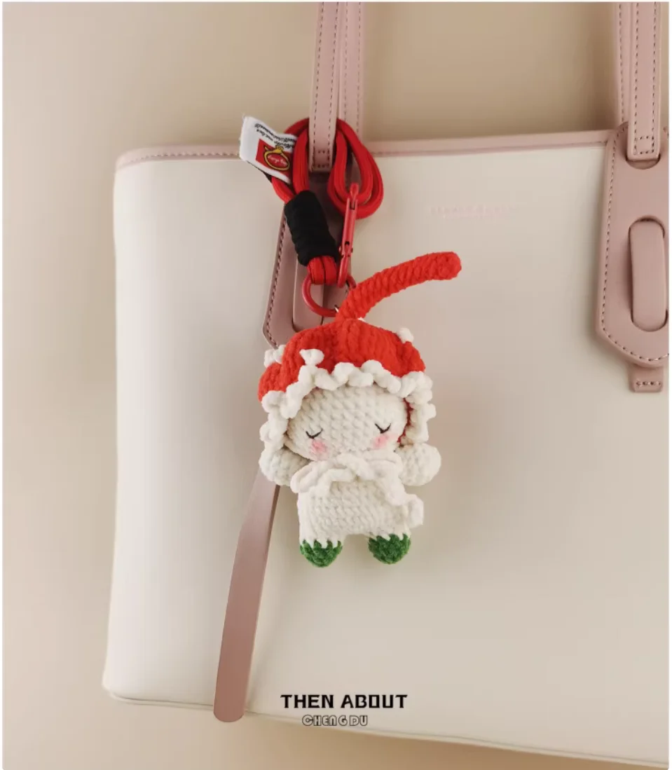 Red mushroom elf doll bag pendant bag pendant key chain luxury niche senior gift.