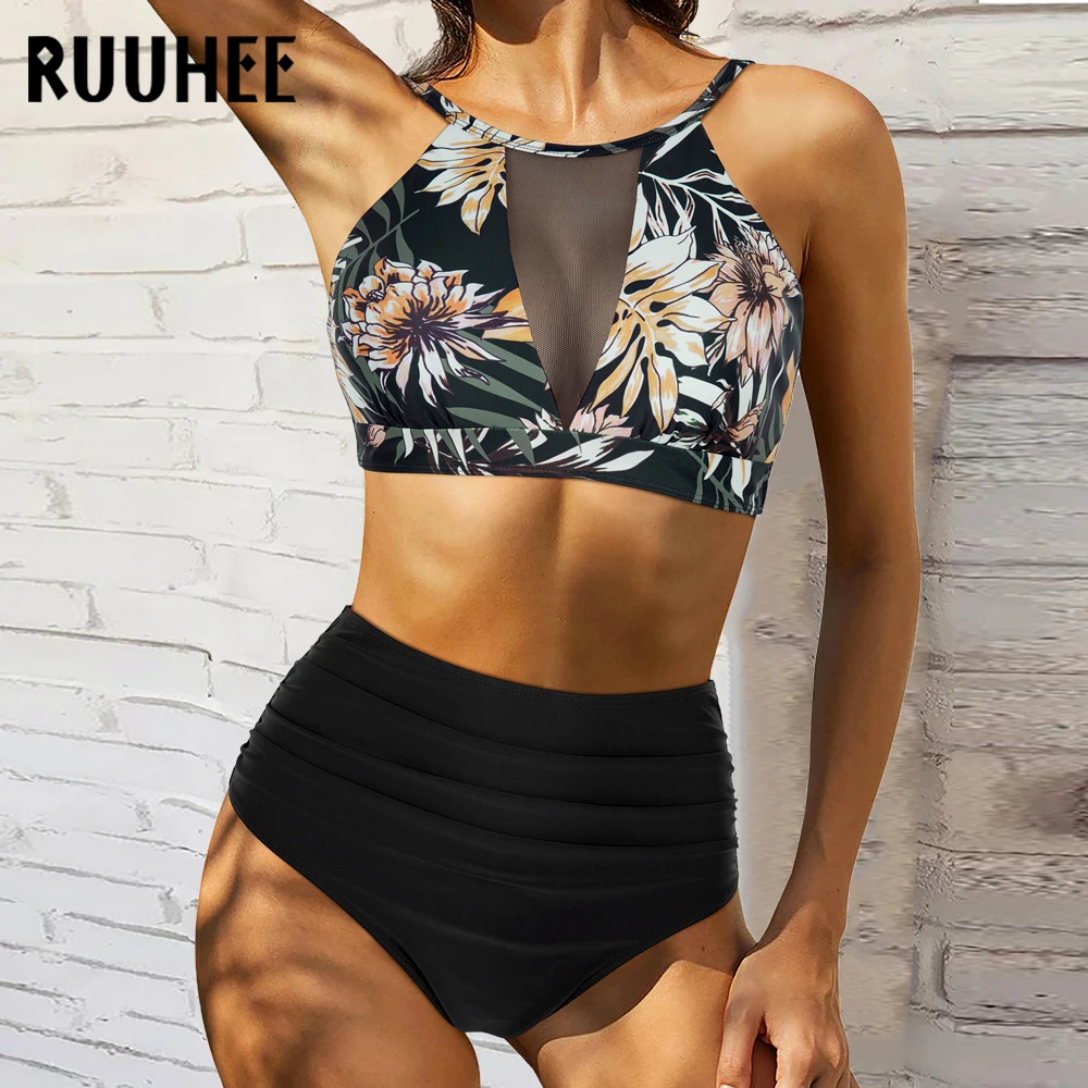 RUUHEE High Waisted Bikini Swimwear Women Hollow Out Swimsuit Sexy Push Up Bathing Suits Sexy Bikini Set 2023 Swimwear Women