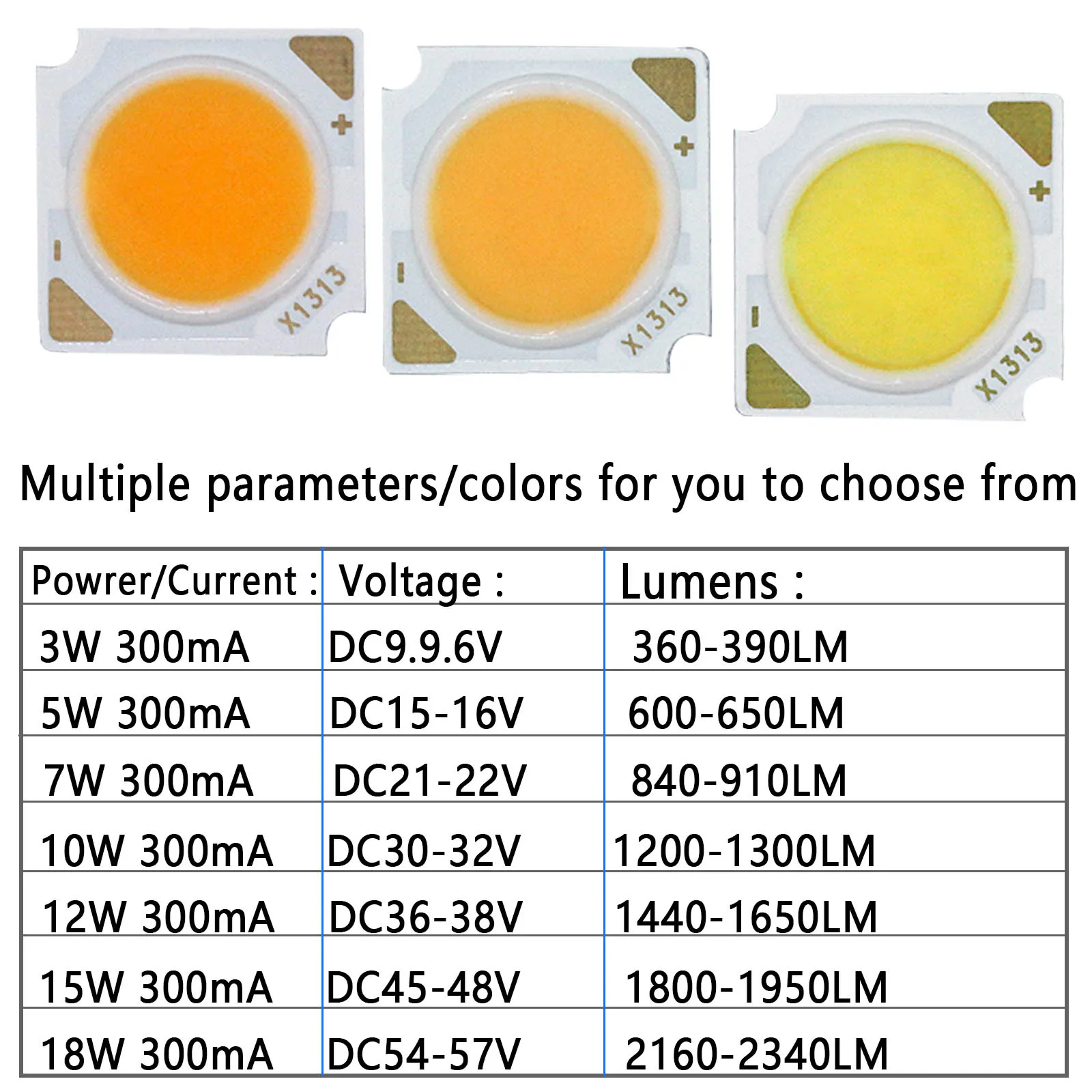 10 szt. Lampa COB LED Bridgelux Chip3W 5W 10W 12W 15W 18W 300mA 13mm DIY lampa LED reflektor żarówka lampa świecąca W dół biura domowego