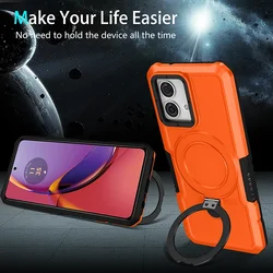 Shockproof Case For Motorola Moto G84 G54 G34 G24 G14 G04 E32 E14 E13 5G Phone Cover with Adjustable Rotated Ring Stand