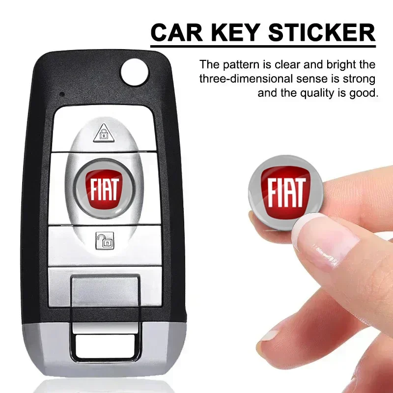 14mm Aluminum Car Key Sticker Exquisite Emblem Decoration Decal For Fiat 500 Punto 124  500 500L Bravo Stilo Abarth Tipo Viaggio