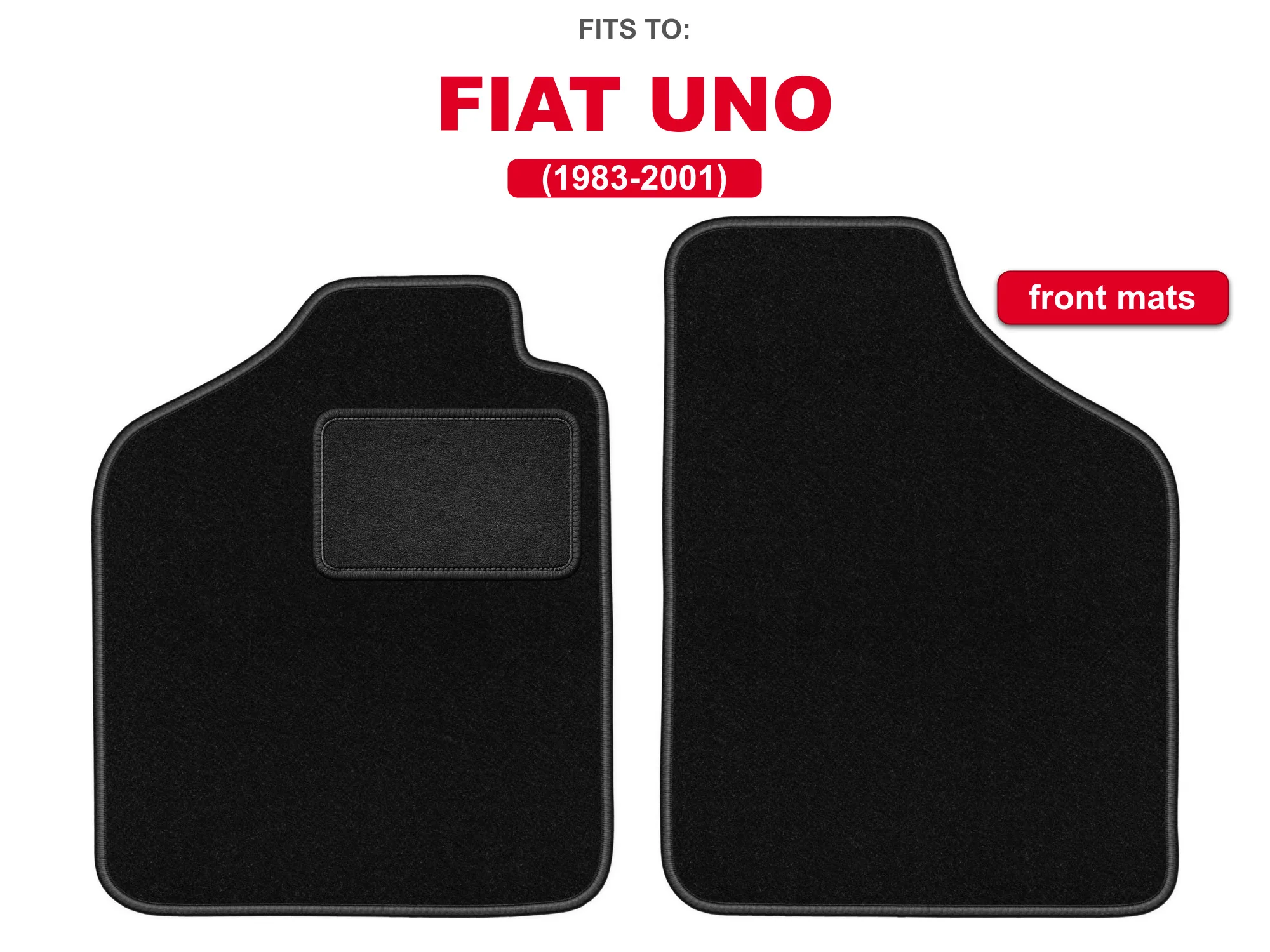 Velour vloermatten voor: Fiat Uno 1983-2001 hatchback zwarte auto voorvloermattenset voor voertuigvloer