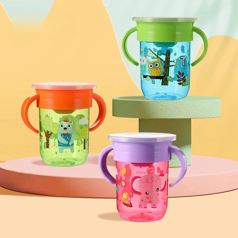 

Cartoon Funny 360° Spoutless Kids Children Transition Cup Travel Friendly Baby Water Drinking Leak Free Sip Cup