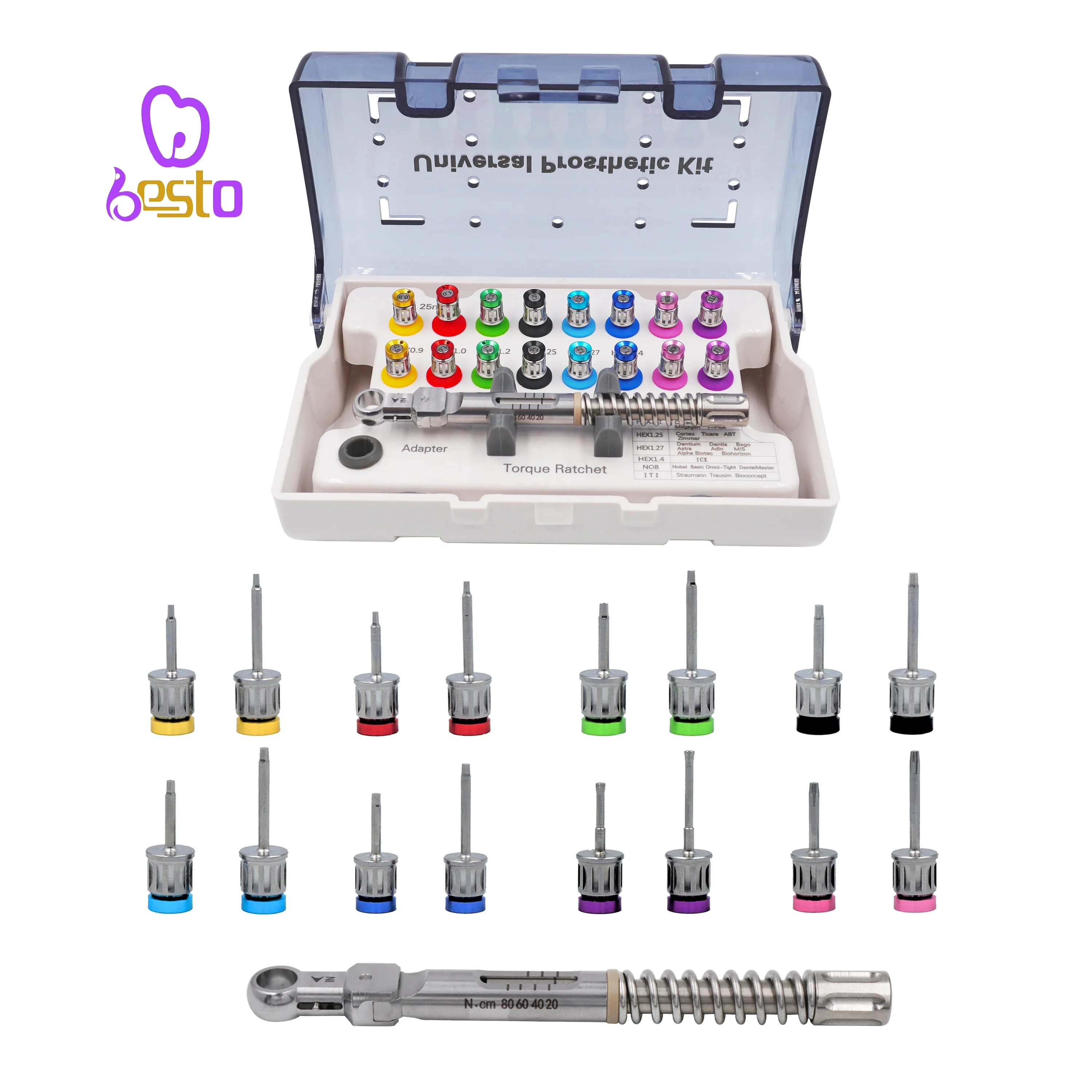 16 Pcs Screw Drivers den tal Universal Kit  Instrument for im plantology  80N.cm  den tal Universal im plant Torque Wrench