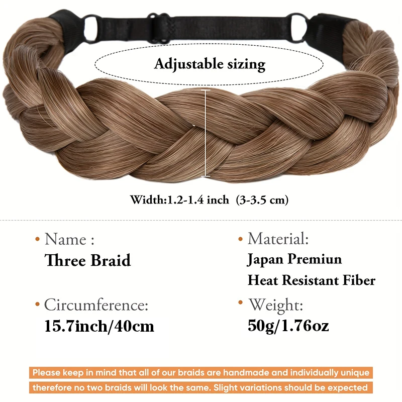 Synthetic Wig Headband Fishtail Braids Hair with Adjustable Belt Plaited Hairband Bohemian Style Women Hairstyle Hairpieces