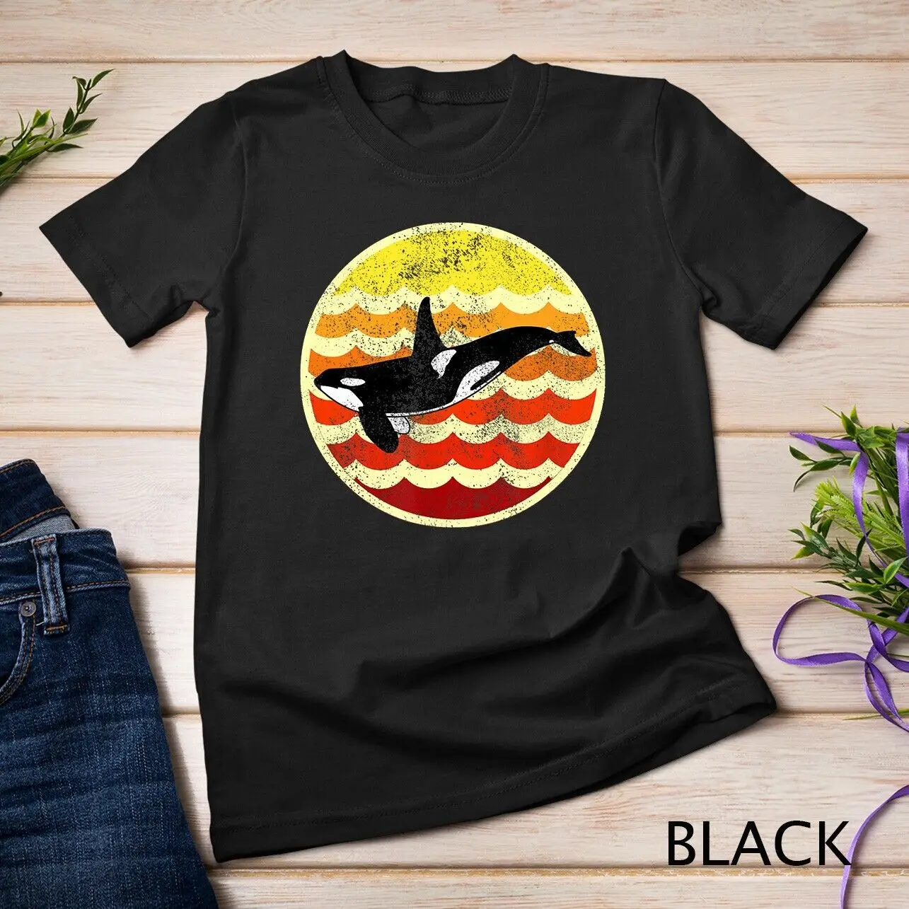 Orca T-Shirt Ocean Retro Killer Whale Vintage Gift Unisex T-shirt