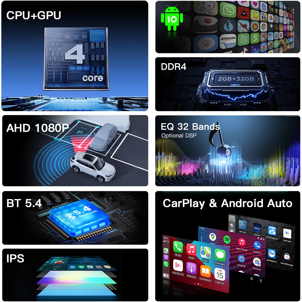 أندرويد 2 الدين شاشة السيارة مشغل ديفيدي للسيارة راديو السيارة العالمي 9 بوصة أندرويد السيارات Carplay راديو شاشة تعمل باللمس GPS BT WIFI