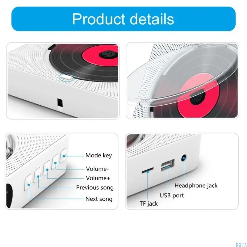 R91A-CDS-Player mit Bluetooth-kompatiblen Konnektivitätslautsprechern tragbar für Auto- und Heimgebrauch enthält Remote-USB