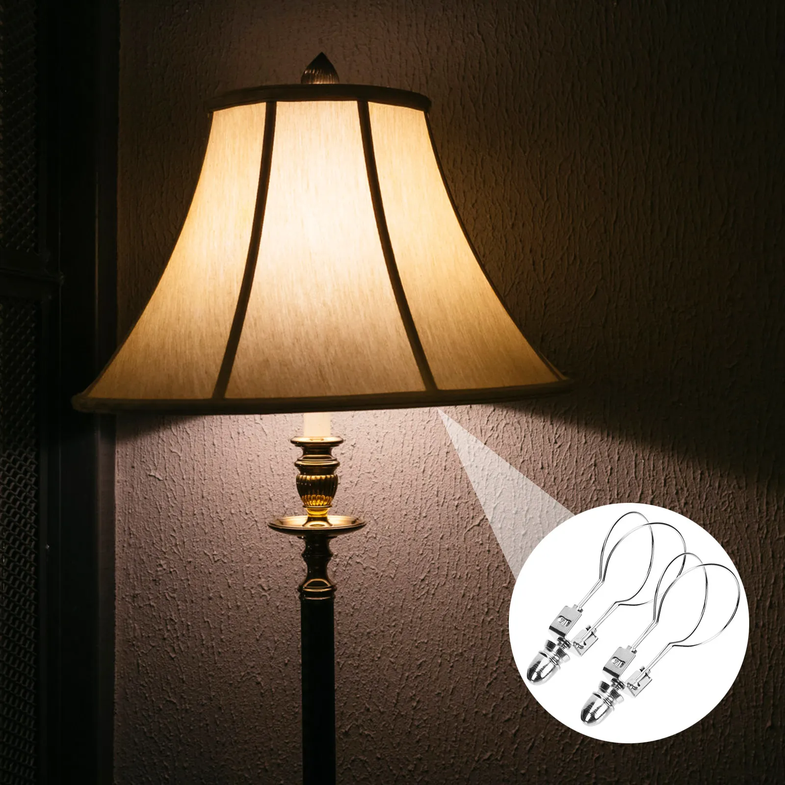 

2 Pcs Gold Bronze Retainer Lamp Bulb Clip with Finial Light Holder Adapter Lampshade Adaptor