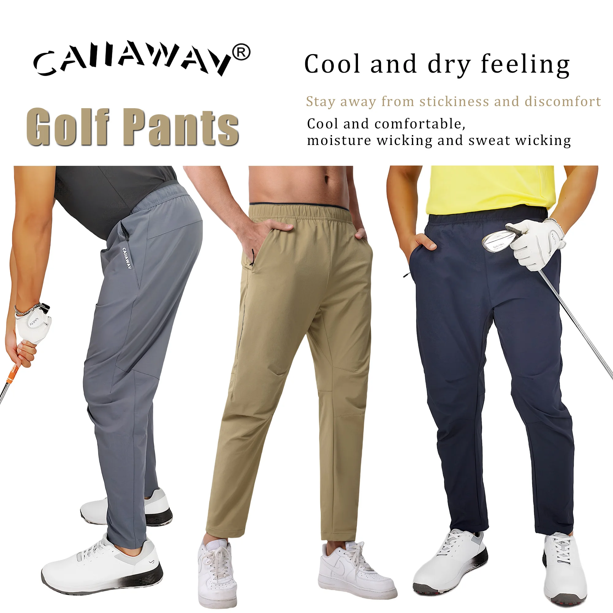 CAIIAWAV Golf Clothing Men\'s 2024 New Collection Men\'s Pants Sports and Leisure Pants Stretch