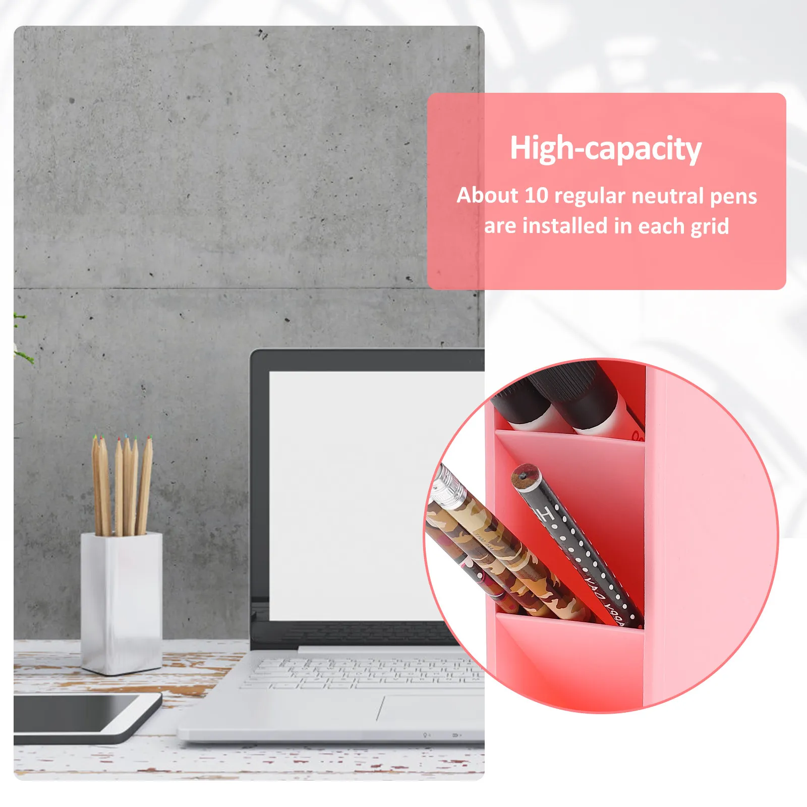2Pcs Pen Holders Inclined Multi-Layer Storage Organizer Desktop Container Pen Brush Holder Stationery Office Accessory