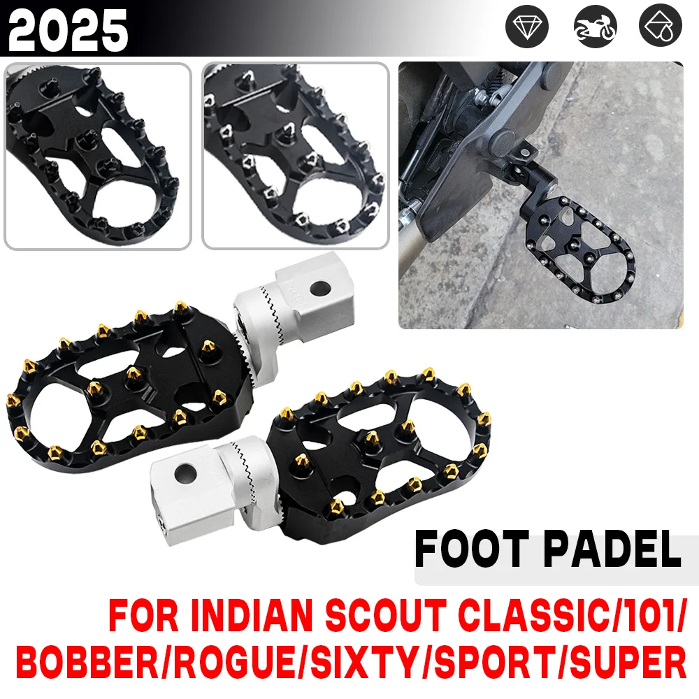 For INDIAN Scout Sixty Bobber Limited Classic SCOUT 101 2025 Motorcycle Part Front Rider Footrest Rotatable Foot Pedal Foot Pegs
