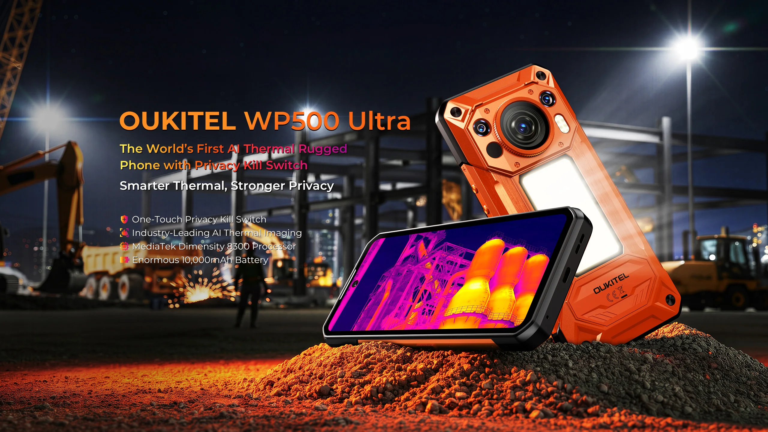 Global version OUKITEL WP500 Ultra 5G Rugged Phone 6.8" 120Hz Display 36GB(12+24)+1TB 10000mAh 108MP AI Smartphon Android 16 NFC