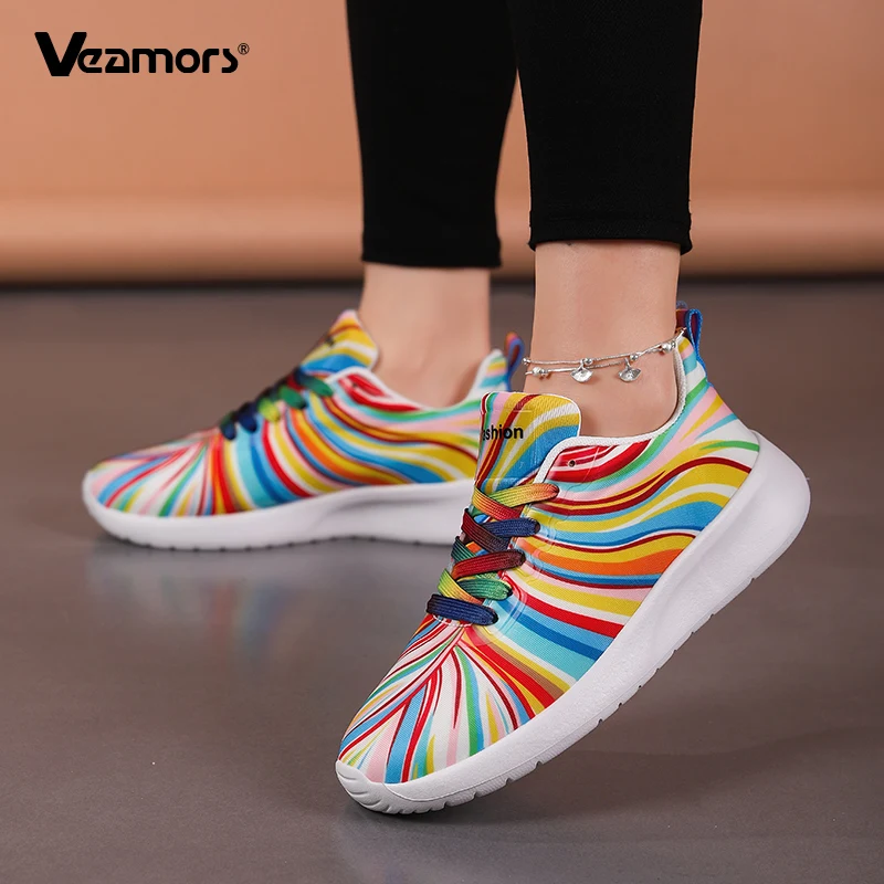 

Women Fashion Colorful Sneaker Lace-up Breathable Running Trainers Lightweight Casual Sports Shoes for Walking Jogging Traveling