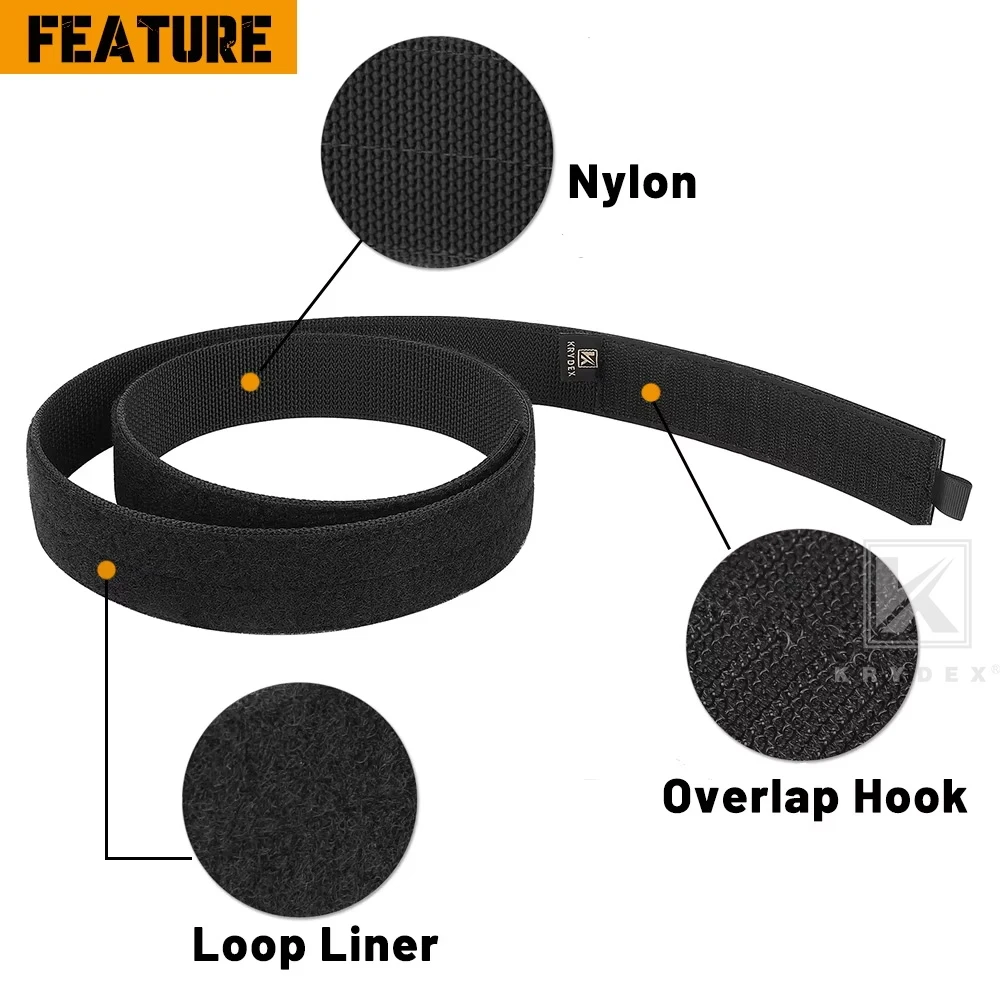 KRYDEX 1.5 Inch Tactical Loop Liner Inner Belt Under Belt for 1.5, 1.75, and 2.0 Inch Outer Duty Belt Men's Sports Belt