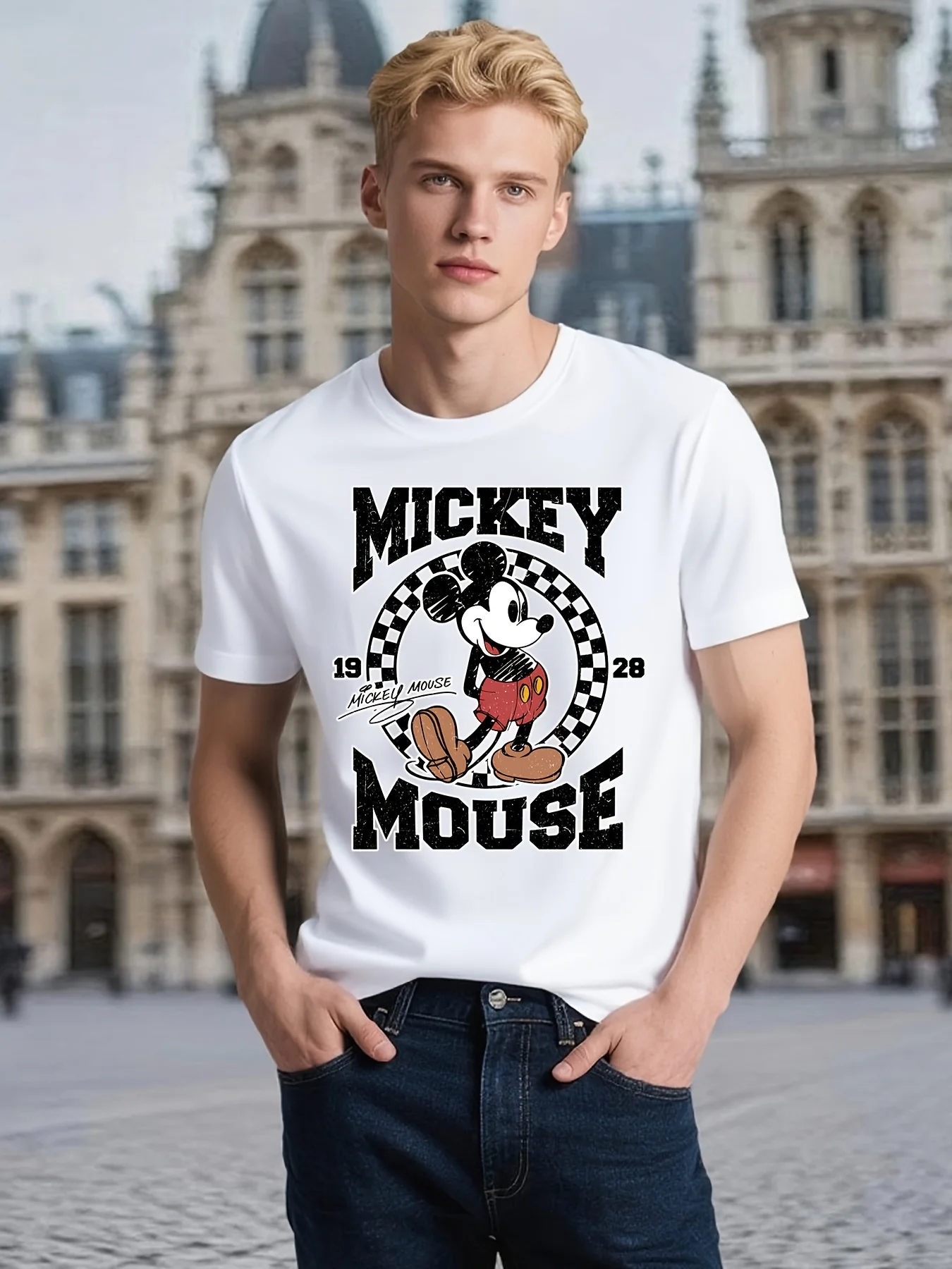 Camiseta de verano de Mickey Mouse de Disney para niños y niñas, ropa familiar para padres e hijos, ropa informal de gran tamaño para hombres y mujeres, manga corta Y2k