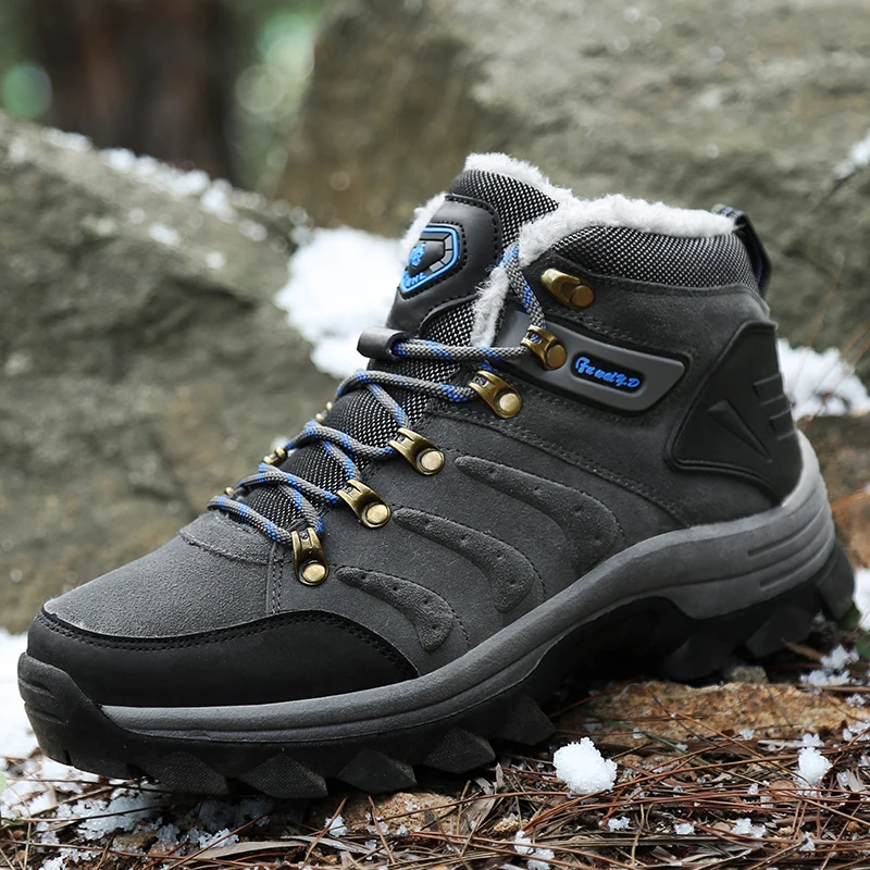

Couple Winter Boot Large Size 48 Plush Warm Snow Boots Men Women Outdoor Hiking Shoes Waterproof Man Trekking Work Ankle Boots