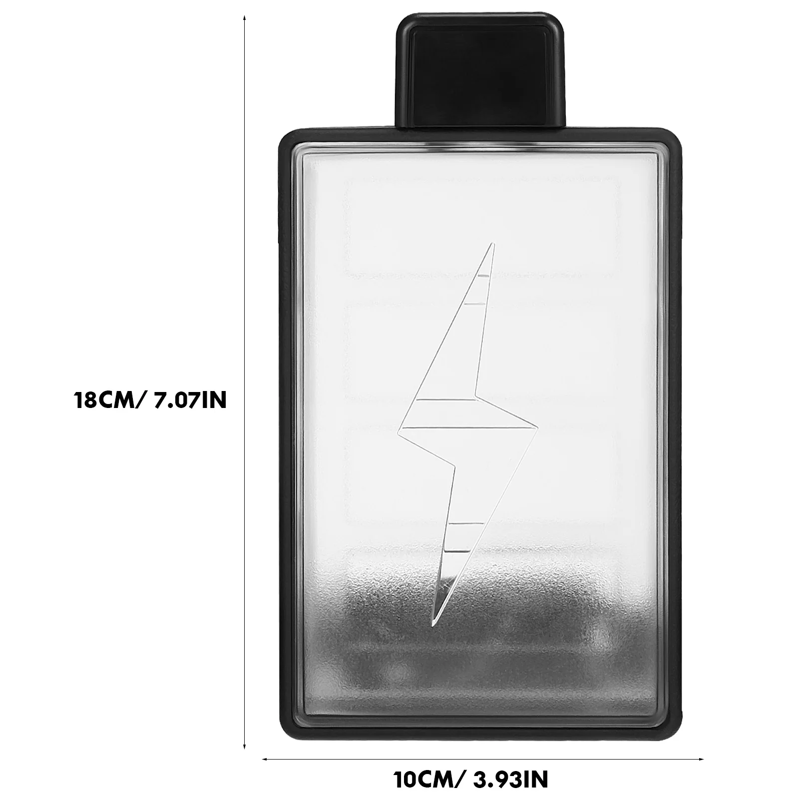 

Plastic Cup 450ml Black Stylish Rectangular Design Adjustable Strap Portable Sports Water Bottle Flat Body Long Lasting Use