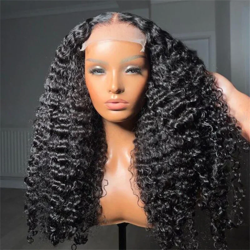 

Black Preplucked Soft Free Part Kinky Curly 26"Long Glueless 13*6 Lace Front Wig For Women High temperature With BabyHair