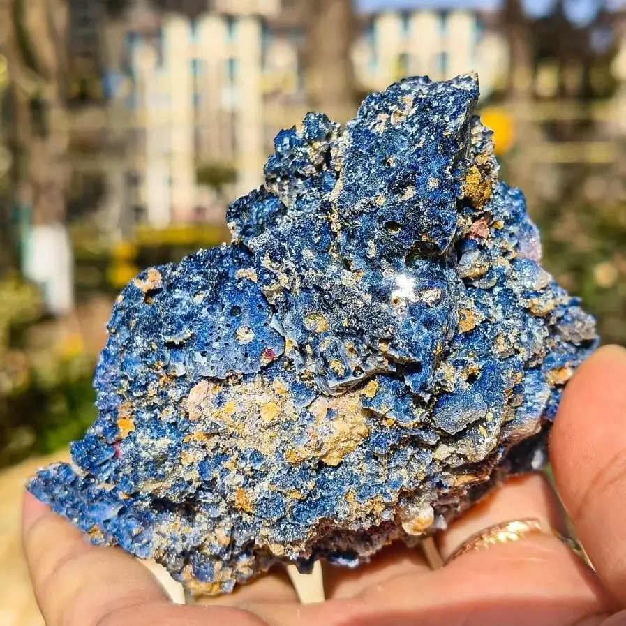 Natural Mineral Energy UV reactive Corundum Blue Crystal Specimens, with many sparkles, freeform,Energy Spiritual