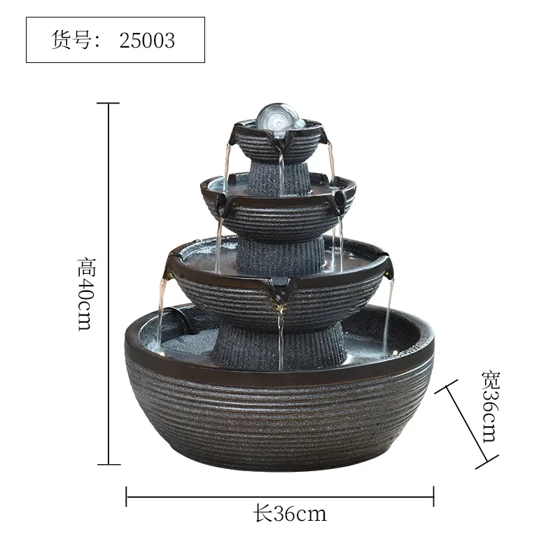 BJ-20 Flowing Water Ornament Circulation Fountain Lucky Feng Shui Ball Modern Light Luxury Simple Desk Humidifier