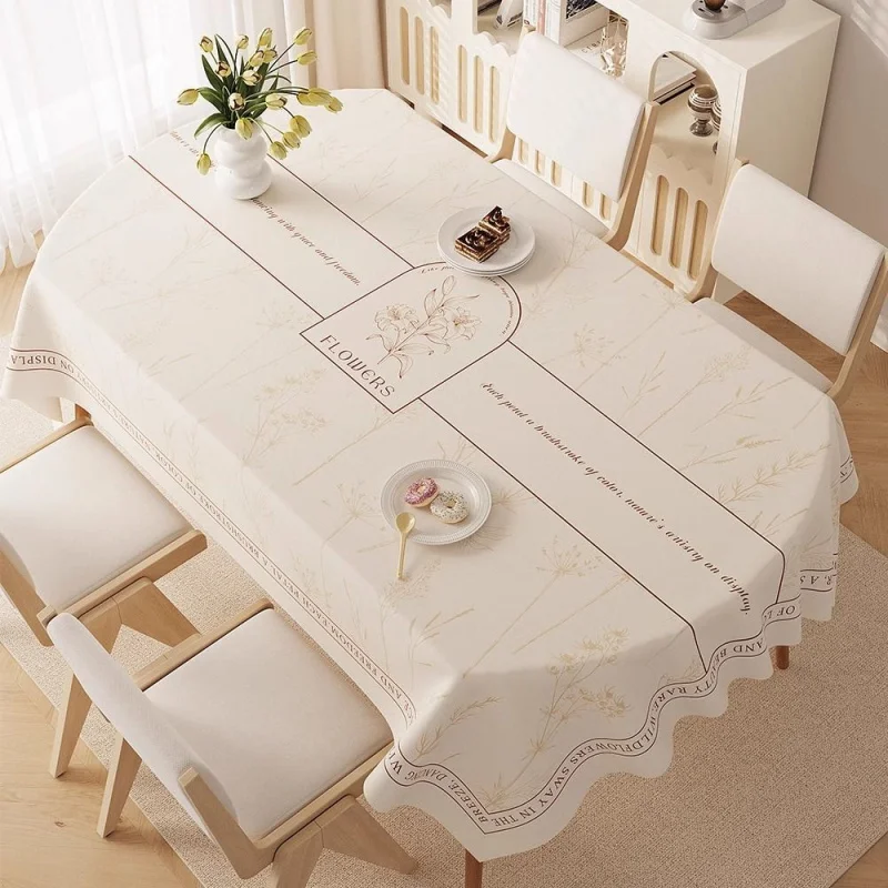 Oval dining tablecloth, washable waterproof oil-proof heat-resistant new luxury table cover for living room tea table