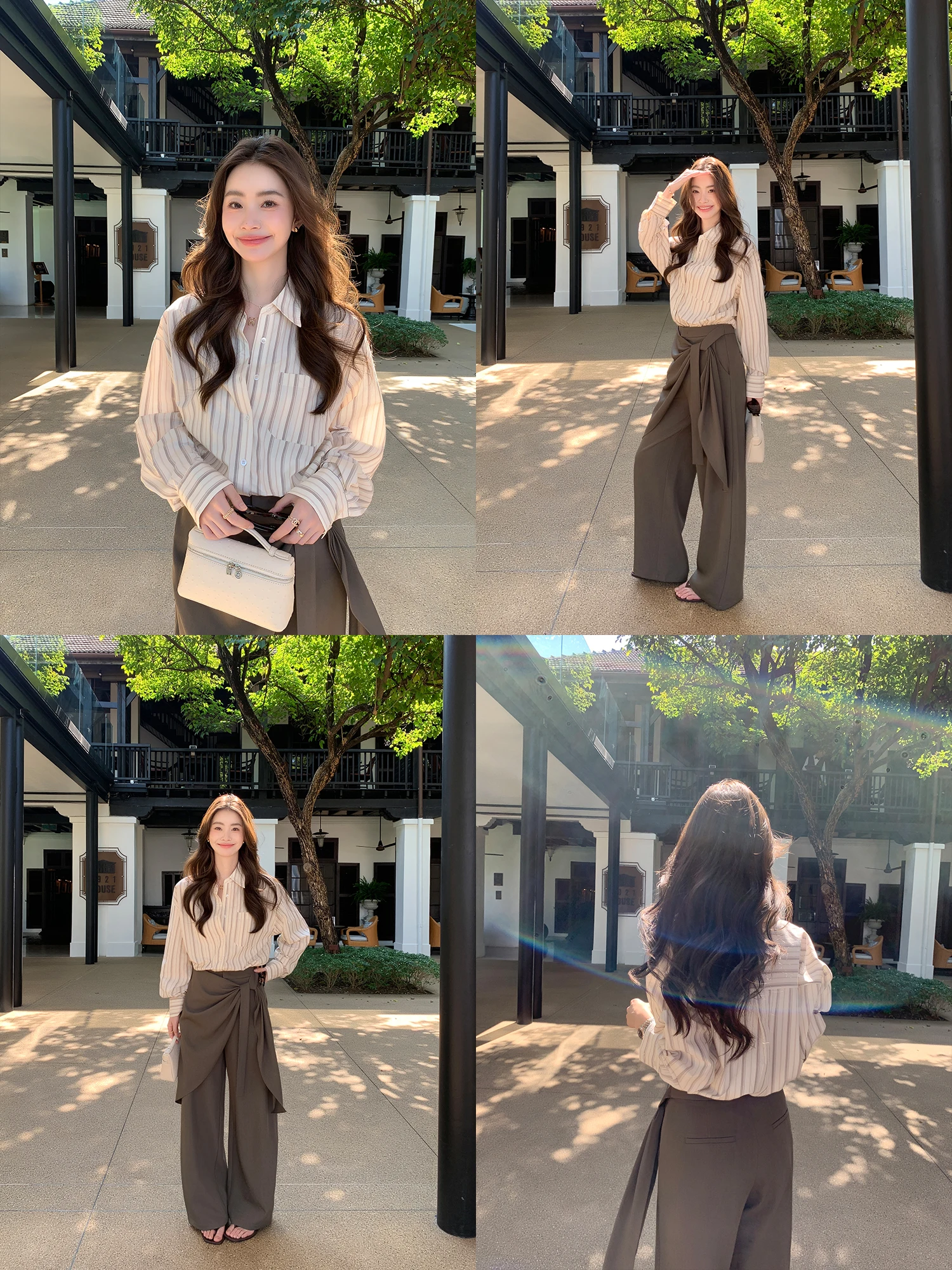 

Pusumede Casual Stripe Long Sve Women's irt Loose Fit Turn-down Collar Commuter Cotton Top Faion Spring 2026